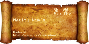 Matity Nimfa névjegykártya